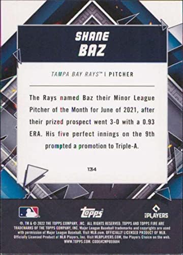 SHANE BAZ RC 2022 Topps Tűz 134 ÚJONC NM+-MT+ MLB Baseball Sugarak