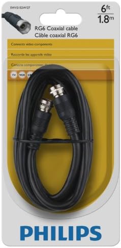 Philips SWV2152W/27 RG6 Koax Kábel (6 Láb, Fekete) (Megszűnt Gyártó által)