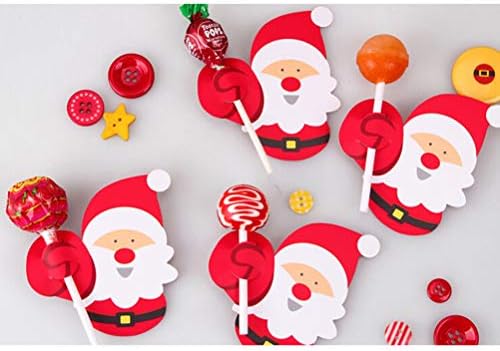 Amosfun 50pcs Kedves Pingvin Mikulás Lollipop Papír Kártya Karácsonyi DIY Candy Dekoráció Karácsonyi Születésnapi Party Kellékek Gyerekeknek