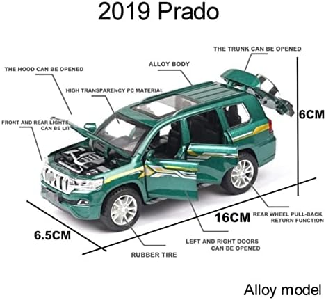 Méretarányos Autó Modell Prado SUV Off-Road V6-os Autó Modell Alufelni Fröccsöntött Járművek, Jármű Vissza Funkció Modell Ajándékok