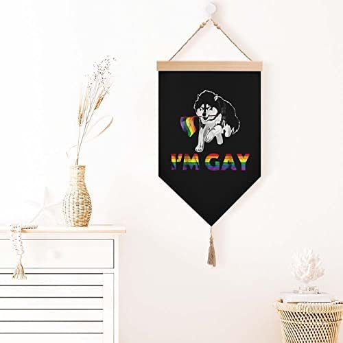 Nudquio Vagyok Meleg Büszkeség LMBT Zászló Szibériai Husky Pamut Ágynemű Lóg a Zászló Falra Jele, Festmény, Kép a Home Office