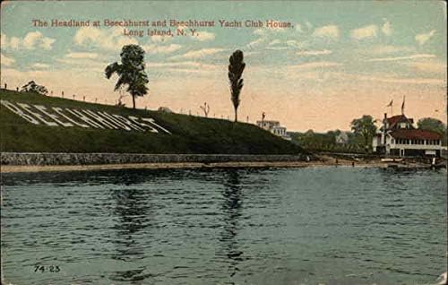 A Földnyelv a Beechhurst, valamint Beechhurst Yacht Club House Queens, New York, NY Eredeti Antik Képeslap