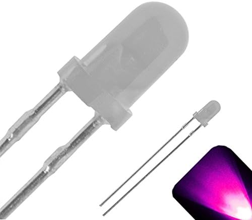 3mm Kerek Felső Lencse Matt, LED - Rózsaszín LED - Ultra Fényes (Csomag 5)