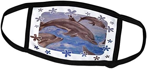 3dRose Taiche - Akril Festés - Delfinek - Egy csapat Játékos Ugrás a Delfinek Vektor Maszkot (fm_264463_1)