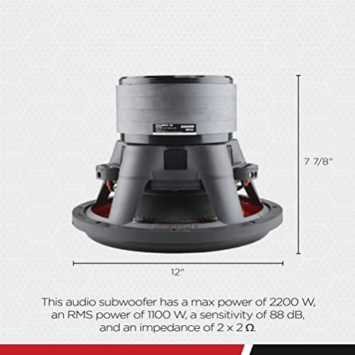 AudioPipe TXX-BDC4-12D 12 Inch 2,200 Watt Nagy Teljesítményű, Erős Dual 2 Ohm DVC Jármű Autó Audio Mélynyomó Hangszóró Rendszer, Fekete