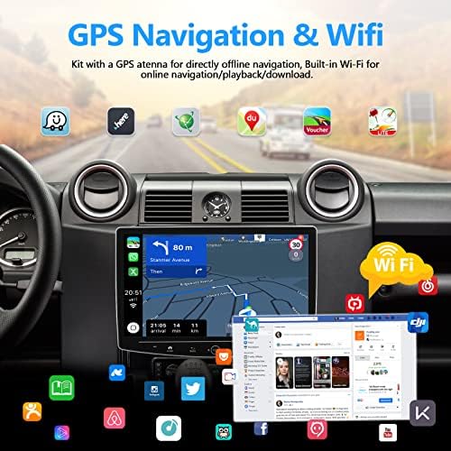 Android 11 Egységes Din Autó Hifi GPS Navigáció, 10.1 Hüvelyk Úszó HD érintőképernyő Autó Rádió Biztonsági Kamera, WiFi, Bluetooth, Tükör