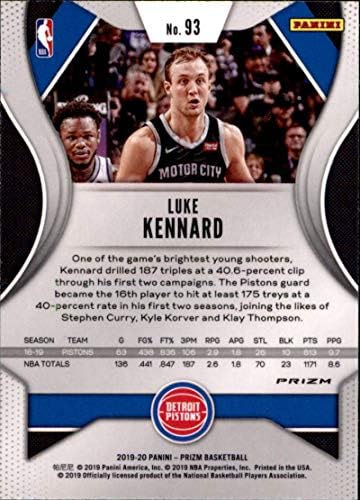 2019-20 Panini Prizm Prizms Piros-Fehér-Kék 93 Luke Kennard Detroit Pistons NBA Kosárlabda Trading Card
