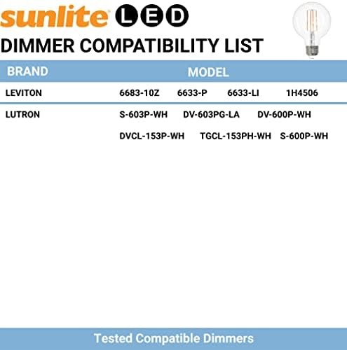 Sunlite 41696 LED G25 Edison Gömb Izzó, 8.5 Watt (100W=), Közepes E26 Bázis, 800 Lumen, Szabályozható, Átlátszó Üveg, Antik Hosszú