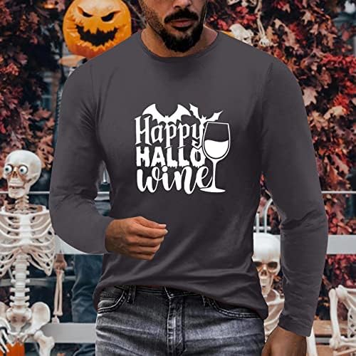 XXBR Férfi Halloween pólók,Katona, Hosszú Ujjú Levél Nyomtatás Boldog Halloween-t Legénység Nyak Edzés Tervező Alkalmi Felső Póló