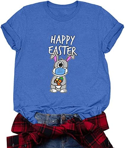 Boldog Húsvéti Pólók Női Nyúl Grafikus T-Shirt Rövid Ujjú Vicces Levél Nyomtatott Keresztény Tee Maximum