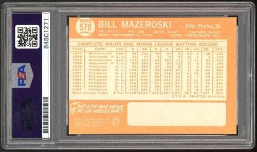 1964 Topps Bill Mazeroski 570 Automatikus Aláírást PSA Hiteles ES1404 - Baseball Asztalon Dedikált Kártyák