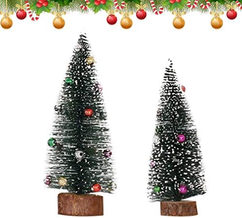 Amosfun Mini Karácsonyi Fenyő Fából készült alappal Karácsonyi Fa Asztali Dekoráció Ünnepi Office Home Store-Dekoráció, Kellékek