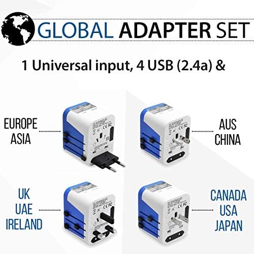 Ceptics Univerzális Úti Adapter Dugót Világ Teljesítmény W/ 4 USB Port - Díj Mobiltelefonok, Okos Órák, iphone - Nemzetközi