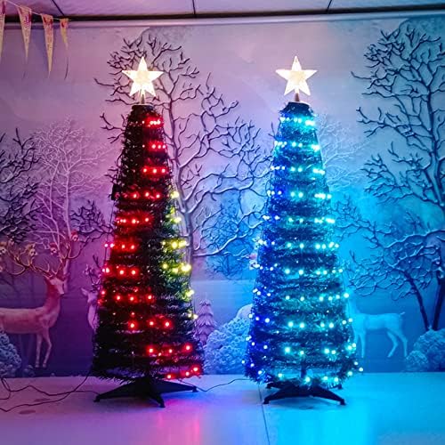 SYKSOL GUANGMING - 4.6 ft Mesterséges karácsonyfa, karácsonyfa, Bozontos Fenyő Beltéri Kültéri Dekoráció RGB Világítás Távirányító Otthon