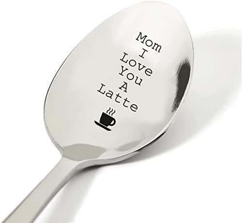 TyM Anya, szeretlek egy latte Vésett Rozsdamentes Acél kanál a kávé, tea, müzli fagylalt - Gravírozott ajándék, rá - 7 inch