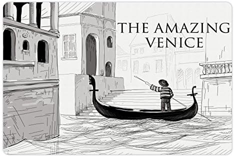 Ambesonne Velence Pet-Mat az Étel, a Víz, a Csatorna, a Velencei Gondolás a Víz Európai Város Történelmi Vázlat, Csúszásmentes