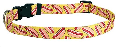 A sárga Dog Design Hot Dog Kutya Nyakörv 3/8 Széles Illik Nyak 8 12, X-Kicsi