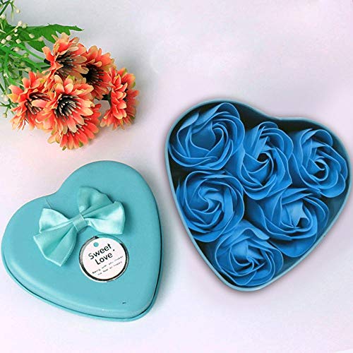 6db Szív Illatos Fürdő Test Szirom Rózsa Virág Szappan Esküvői Dekoráció Ajándék Kék