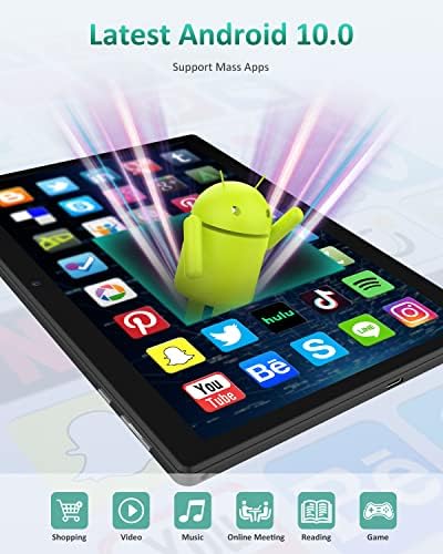 CNMF Tablet 10 Hüvelykes, 4PACK, 2GB RAM+32 GB ROM, 6000mAh Akkumulátor, HD IPS Kijelző, WiFi, Bluetooth, Dual Kamerák