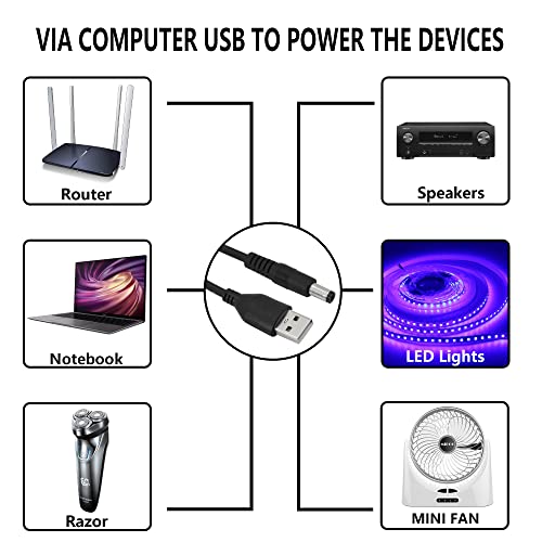SinLoon USB 5V DC 5,5 mm x 2,1 mm, 12V Átalakító Lépés, Feszültség Átalakító Kábel, Fényképezőgép, asztali lámpa, Hangszóró, Kék Fogat Fülhallgató,