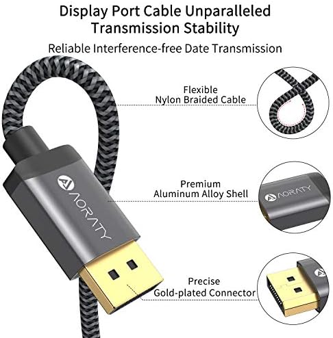 AORATY DisplayPort Kábel 6.6 ft DP, hogy a DP Cable1.2, [4K@60Hz,2K@165Hz, 2K@144 hz] Aranyozott Fonott Display Port Kábel a