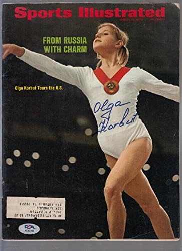 Olga Korbut Aláírt 1973-As Sports Illustrated 3/19 Autogramot Olimpia Varázsa PSA/DNS - Dedikált Sport Magazinok