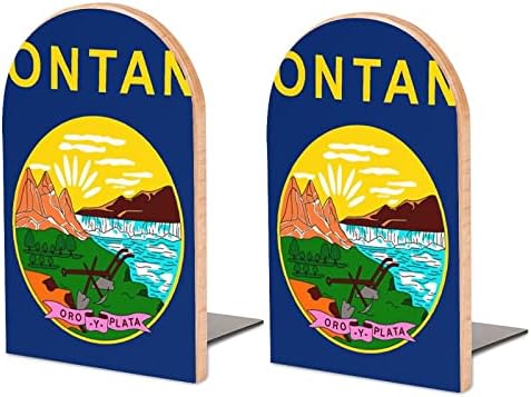 Montana Kaliforniai Állami Zászló Fa Dekoratív Könyvtámasz Nem csúszós a Könyv Végén a Polcok 1 Pár 7 X 5 Hüvelyk