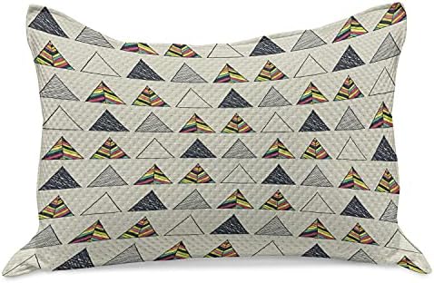 Ambesonne Geometriai Kötött Paplan Pillowcover, Absztrakt Kézzel Rajzolt Háromszögek Minimalista Modern Natív Bohém Stílus Illusztráció,