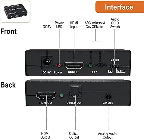 J-Tech Digitális 4K60Hz HDMI 2.0 Audio Extractor HDMI ARC-Átalakító Csomag Optikai/Koaxiális Digitális Audio Extender/Átalakító