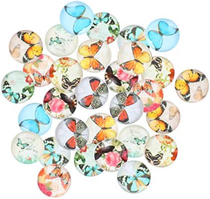 Happyyami Cabochons Mozaik Csempe 10mm Dekoratív Pillangók Nyomtatott Üveg Búra Cabochons Matricák Hűtőszekrény Üveg Javítás