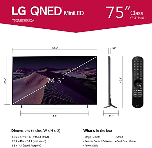 LG 86-es Osztály QNED85 Sorozat 4K Smart TV Alexa Beépített 86QNED85UQA S75Q 3.1.2 ch Hang sáv w/Dolby Atmos DTS:X, Hi-Res Audio, Meridian,