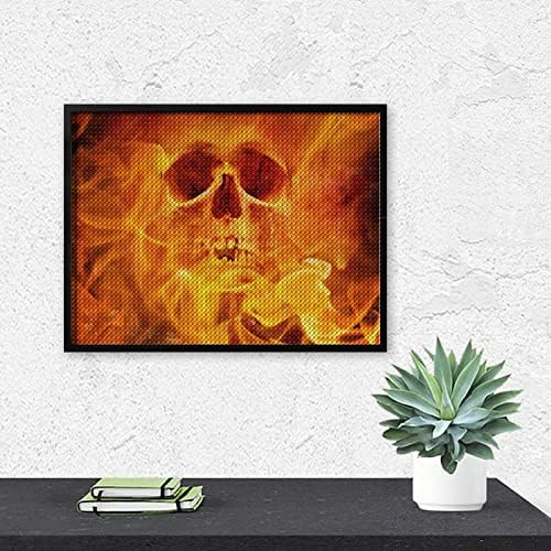 Tűz Lángoló Koponya Gyémánt Festmény Készletek 5D DIY Teljes Gyakorlat Strasszos Művészeti Fali Dekor, hogy a Felnőttek 12x16