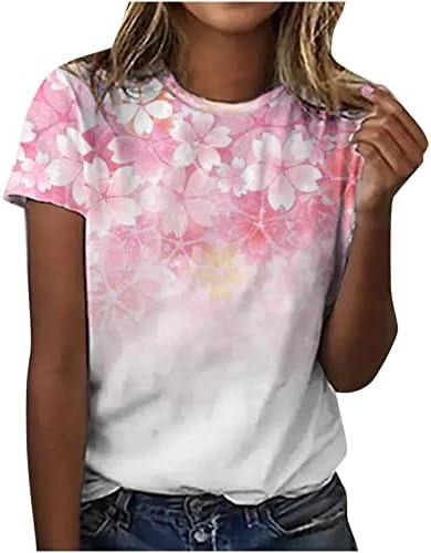 Pamut Tshirt Női Rövid Ujjú 2023 Sleeve Csónak Nyakú Grafikus Nyomtatott Virágos Laza Fit Alkalmi Felső Tshirt Lányoknak