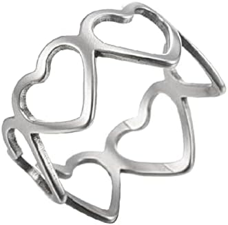 Yistu Divat Gyűrű a Nők Rozsdamentes Acél Üreges Szerelem Gyűrű Egyszerű, Gyönyörű Design Alkalmas Minden Alkalommal (C, Méret)