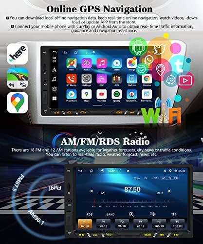 Android 11 Autó Sztereó Vezeték nélküli Apple Carplay Dupla Din Android Auto autórádió 7 Hüvelykes IPS G+G érintőképernyő, Bluetooth, WiFi,