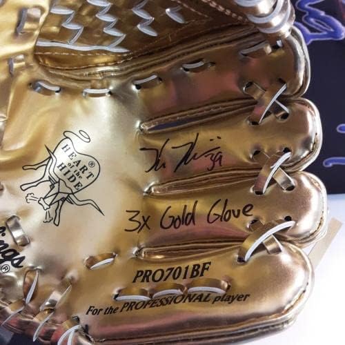 Kevin Kiermaier Aláírt Arany Kesztyű 3x Arany Kesztyű Dedikált SZÖVETSÉG - Dedikált MLB Kesztyű