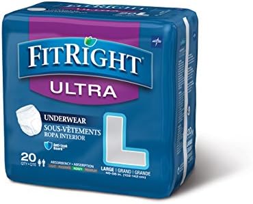 FitRight Ultra Felnőtt Inkontinencia Bugyi, Nagy Nedvszívó képesség, Nagy, 40 - 56, 4 Csomag 20 (Összesen 80)