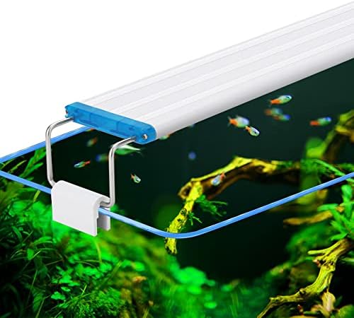 XJhoma Állítható LED Szalag Világítás Kihúzható Szögletes Akvárium akvárium Hood Fény [48+13cm(18.9+5.1), 40LED, 90-260V 20W, EU