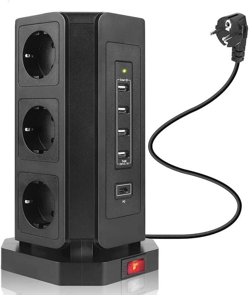 Teljesítmény Függőleges elosztó EU-Elektromos Torony Kr Csatlakozó Aljzat Aljzat USB-C Típusú Kábel Túlfeszültség, rövidzárlat