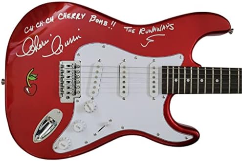 Cherie Currie A Szökevény aláírt elektromos gitár COA bizonyíték Cherry Bomb autogramot CSILLAGOS