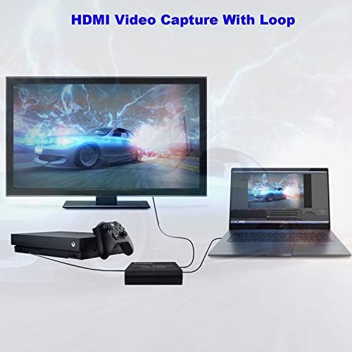 AreMe Game Capture Kártya HDMI Hurok Ki, HDMI USB 2.0 1080P Full HD Audio Video Capture Hangrögzítő Eszköz Kompatibilis a Windows,