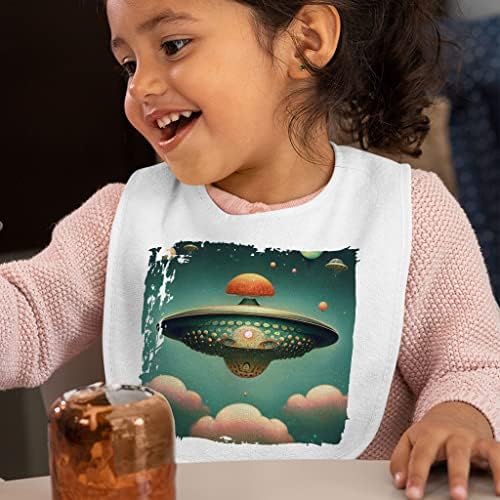 Aranyos UFO Baba Előke - Sci-Fi Baba Etetés Előke - Fantasy Előke Eszik