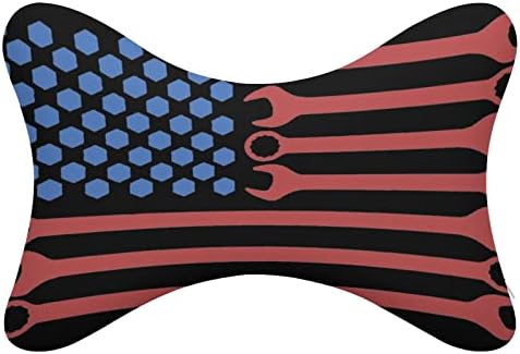 Csavarkulcs Amerikai Zászló Autó Párnák Memory Hab Puha Fejtámlán Párnát Feje Pihenni Hazafelé Irodai Szék 2 Pack