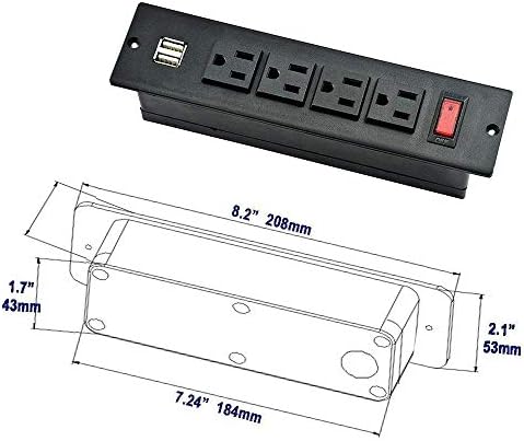 Süllyesztett elosztó USB Asztal Outlelt tápellátással rendelkező USB Hub Szerelhető elosztó az Asztal, Kanapé, Szekrény