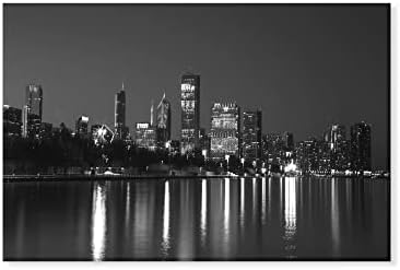 Akril Modern Wall Art Chicago Éjjel - Egyedi fotó - Kép, Fotó Nyomtatás Grafika - Akril Wall Art (48 x 32)