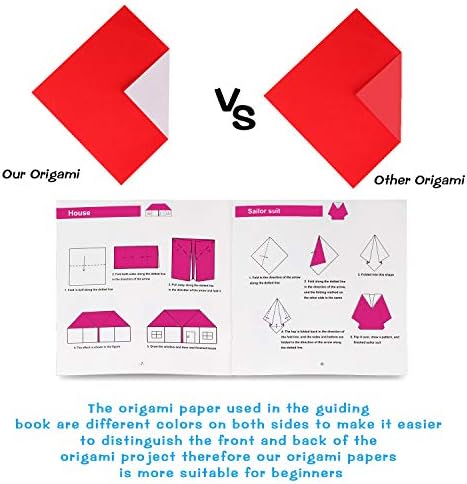 Origami Szett Gyerekeknek, 120 Lap Origami Papír Utasításokat a Könyv, 6x6 es Négyzet Könnyű Egyoldalas Színes Összecsukható