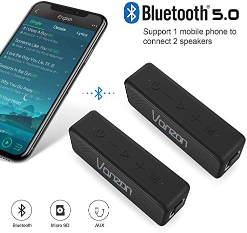 Bluetooth Hangszóró V40 Hordozható, Vezeték Nélküli Hangszóró V5.0, 20W Hangos Sztereó Hang, TWS, 24 ÓRÁS Játékidő & IPX7