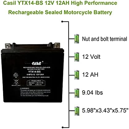 YTX14-BS Akkumulátor 12V 12AH Cca 200 - Nagy Teljesítmény AGM SLA Power Sport Akkumulátor által Casil