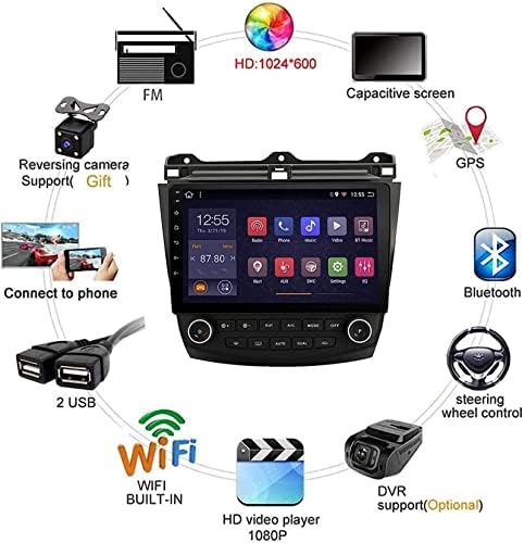 10.1-es Dupla Din-Authoradio-Auto-Autó Fő Egység H. onda Accord 7 2003-2007, Android 8.1 GPS-Navigáció, Bluetooth/Rádió/Mirrorlink/FM/Csökkentése