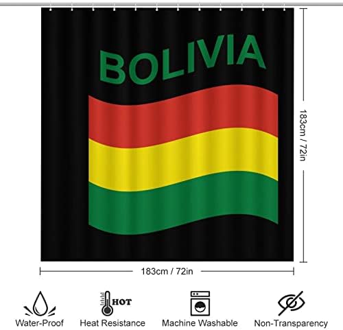 Zászló Bolívia Négy Darab Fürdőszoba Szett Szőnyeg U-Alakú Szőnyeg Wc Fedelét zuhanyfüggöny Fürdőszobai Dekoráció Készlet Egy